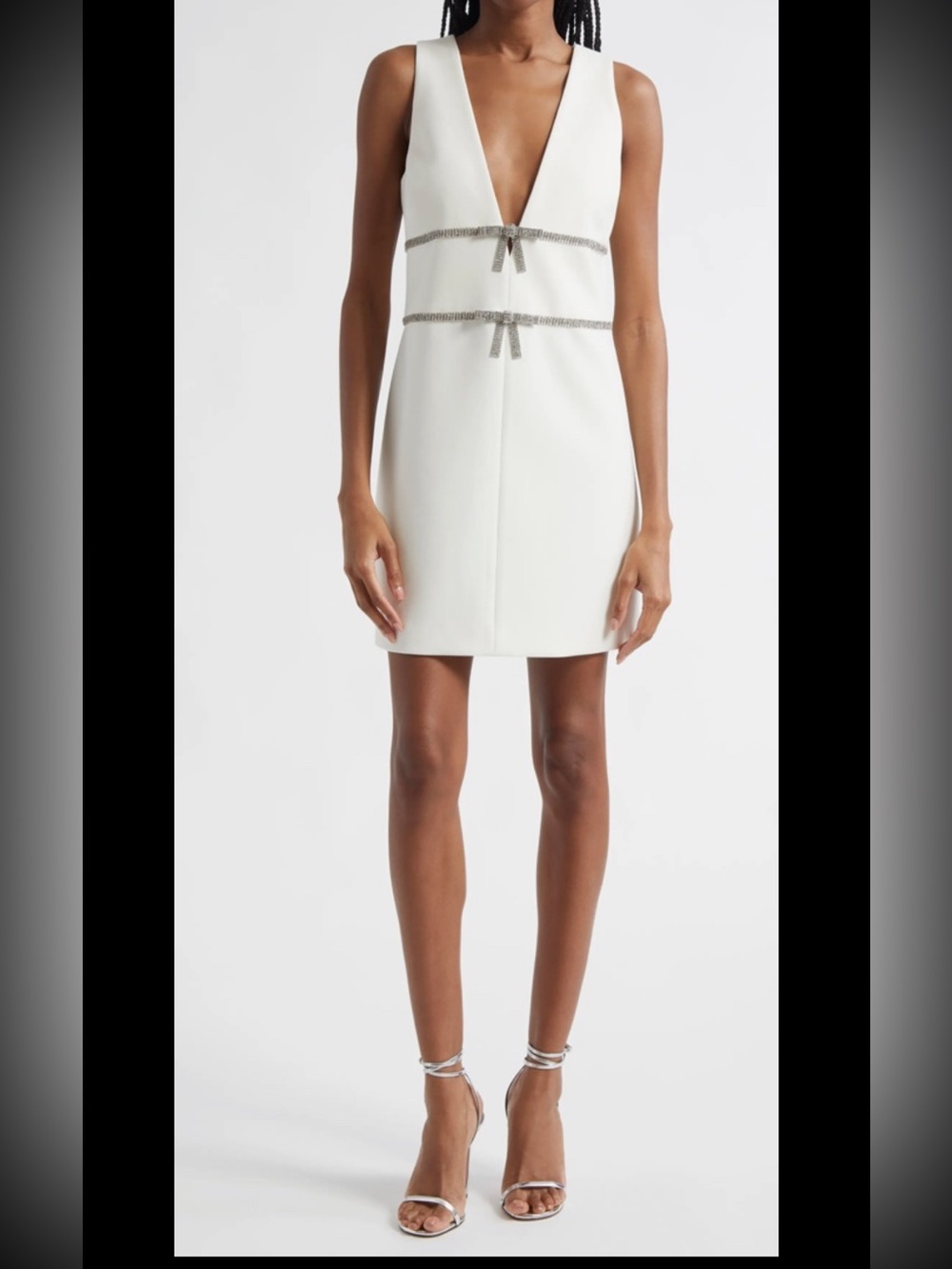 Cinq a sept Chani Rhinestone Bow Detail Cocktail Minidress,crepe,sz 8,new